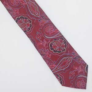 Jos. A. Bank Signature Collection Men's 100% Silk Tie Red Paisley Print Modern
